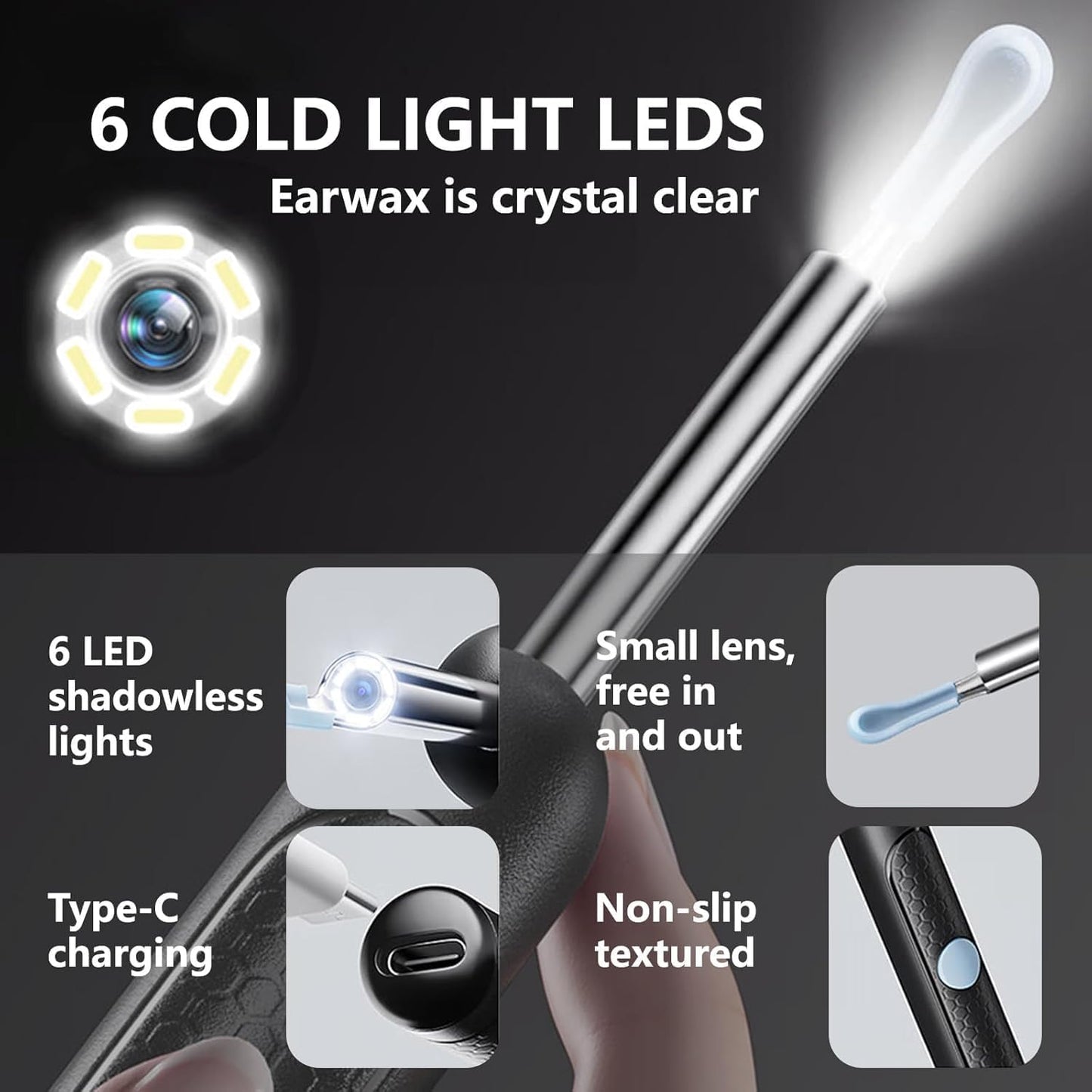 Wireless Visual Earpick HD Camera Smart Ear Cleaner with LED Light and App Connectivity