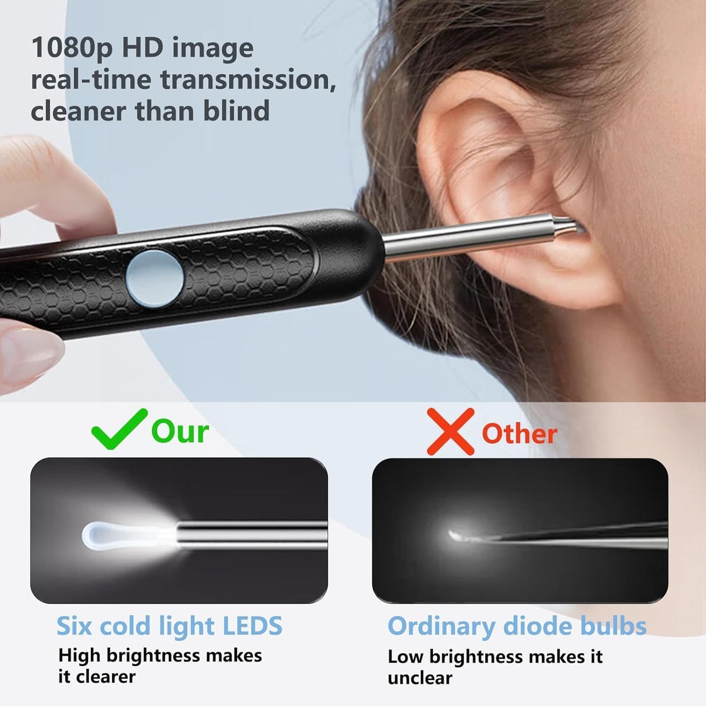 Wireless Visual Earpick HD Camera Smart Ear Cleaner with LED Light and App Connectivity