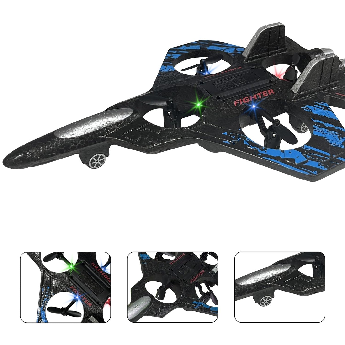 Foam RC Airplane Drone for Kids – 2.4GHz Remote Control Plane with LED Lights for Beginners