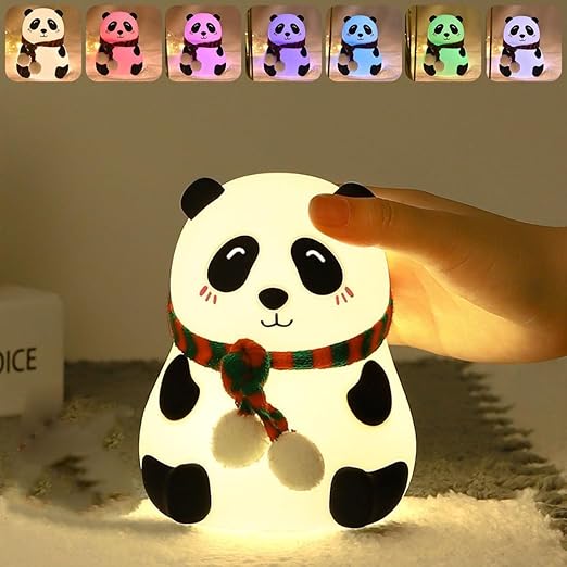 DOCAT Panda Silicone Night Lamp – 8 Color LED Touch Light for Kids Bedroom